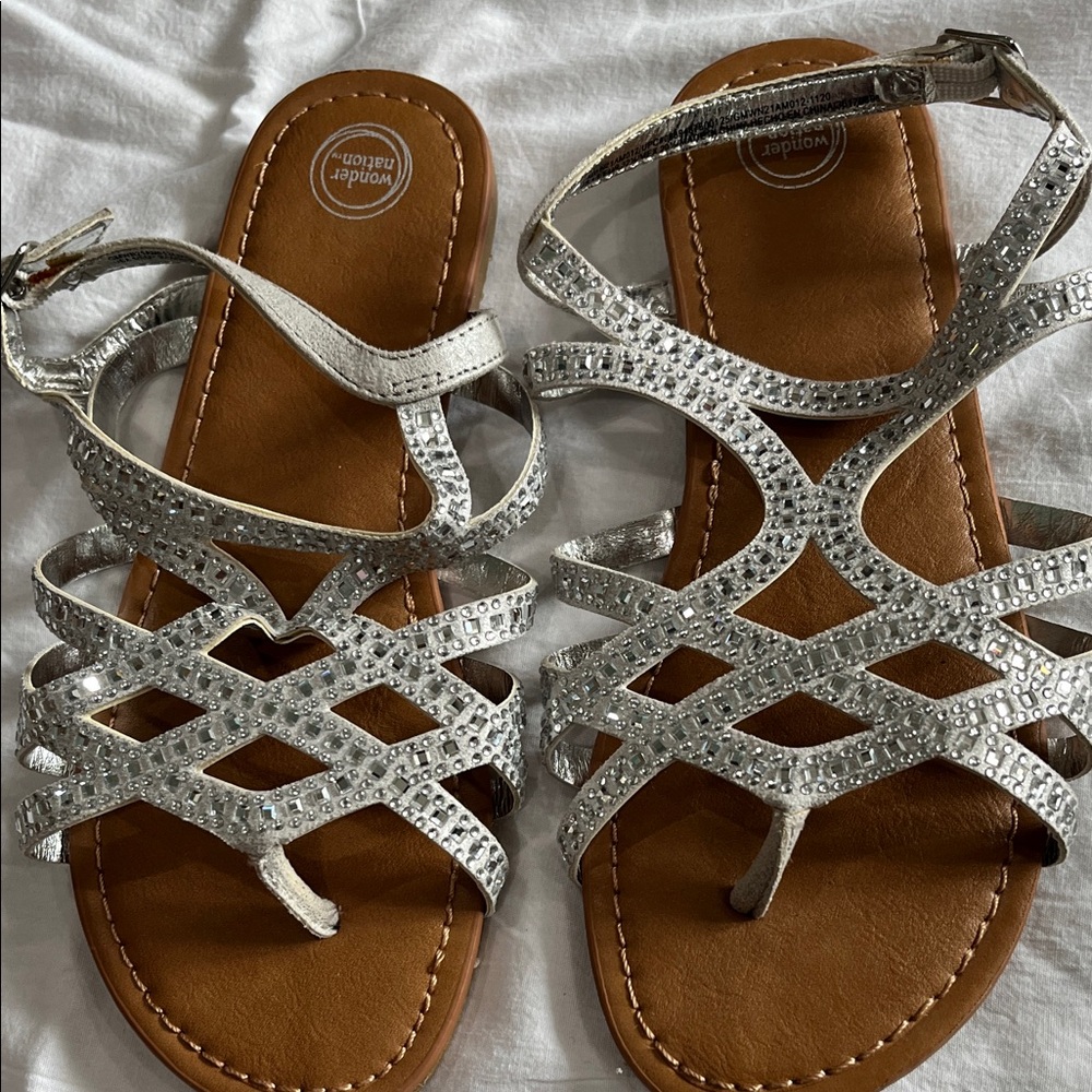 Wonder Nation Glittering Silver Sandals